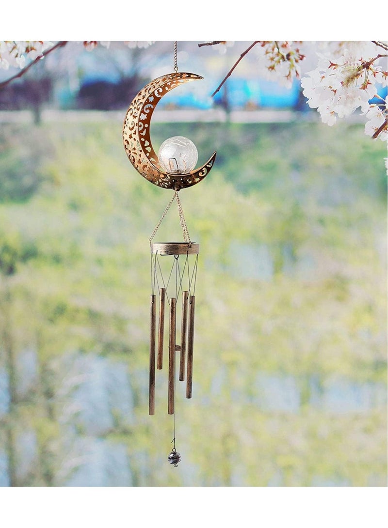 VUCATIN Ramadan Moon Solar Garden Lights Wrought Iron Hollow Moon Wind Chime Pendant LED Outdoor Garden Landscape Decoration - Image 5