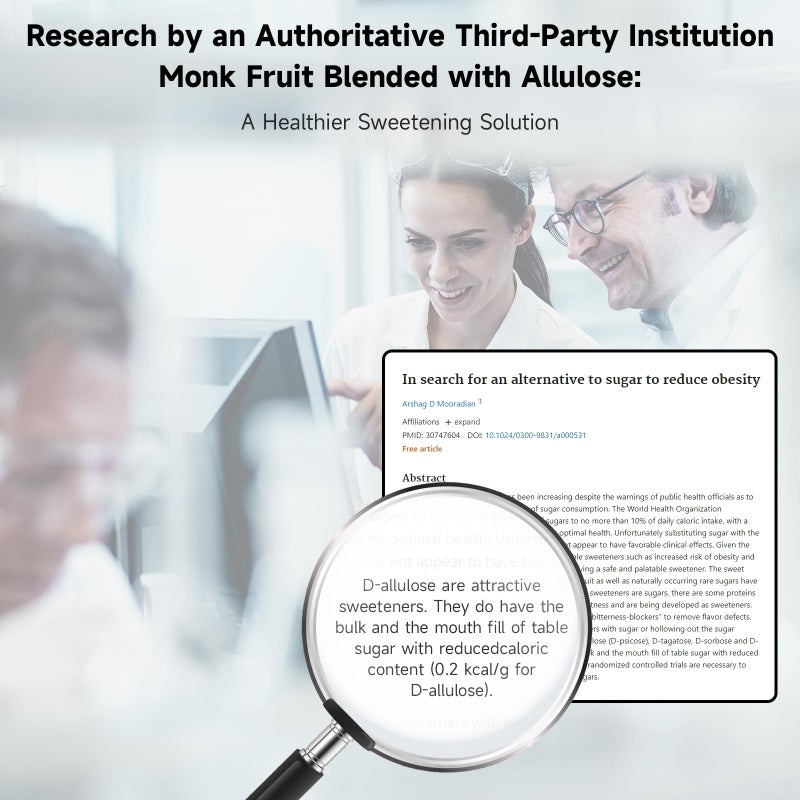 محلي فواكه الراهب SPICEEL مع الأليوز - بديل السكر الأبيض، للقهوة، الشاي، بدون إريثريتول، خالي من الغلوتين، نباتي، مناسب للكيتو، بديل السكر (8 أونصات) - Image 4