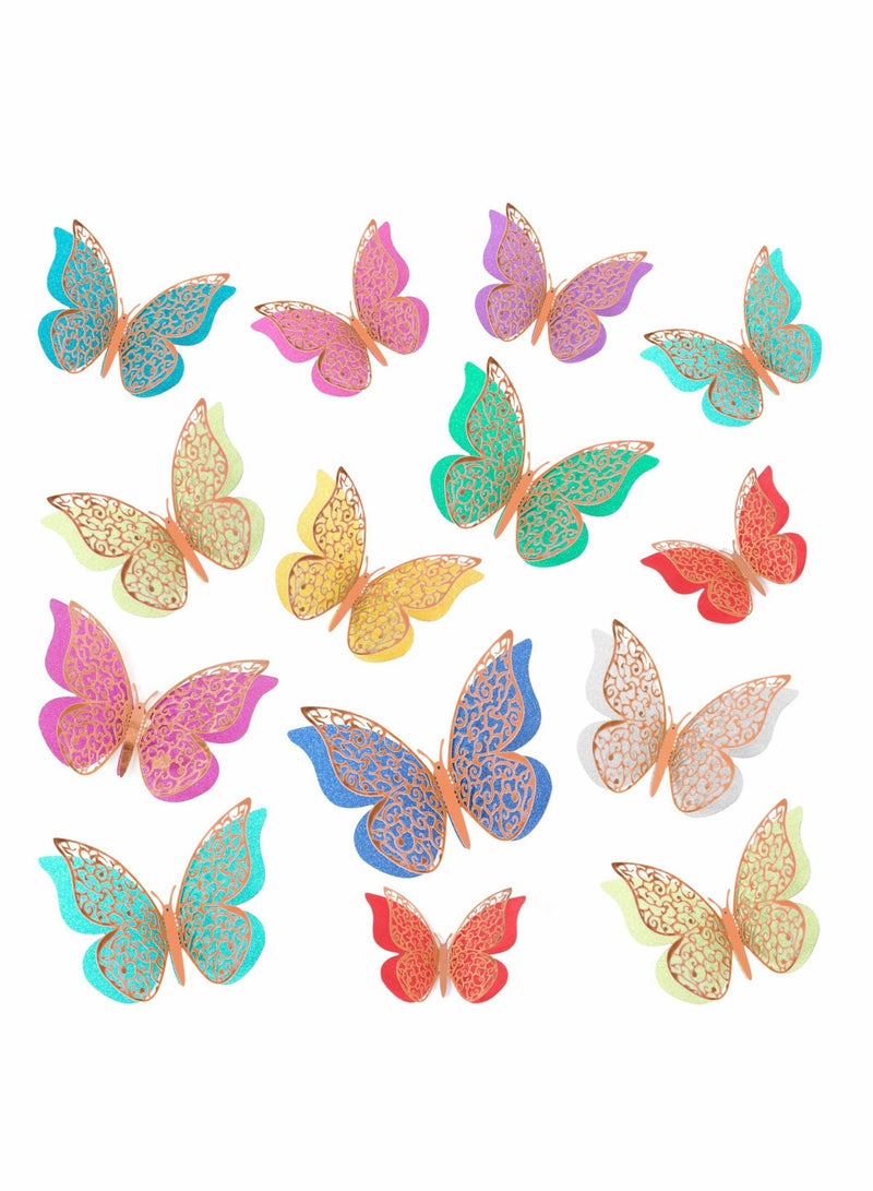 كابتن تيك 3D Butterfly Wall Decor, 36 Pcs Butterfly Decorations Double Layers Wall Stickers for Party Decorations Baby Show Decorations Wedding Decor Room Dcor DIY Gift (Multiple Colors Randomly) KSA | Riyadh, - Image 1