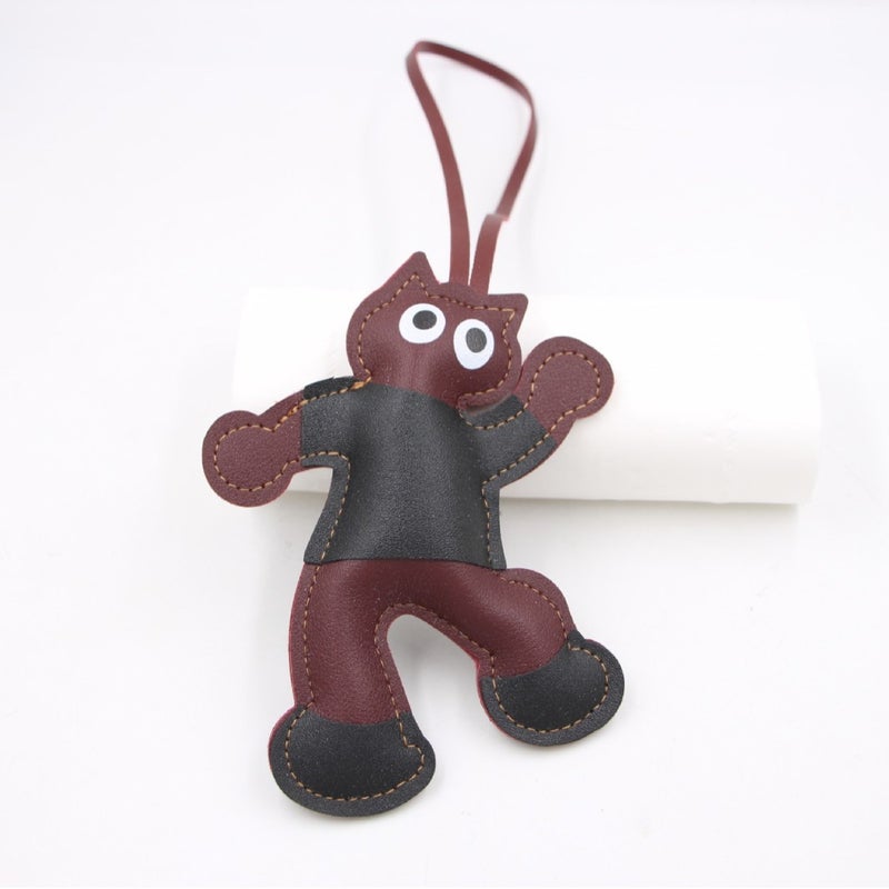 Leather Dressing Doll Cartoon Niche Couples Bag Pendant Clothing Luggage Personality Accessories Pendant Accessories Lanyard Purple black