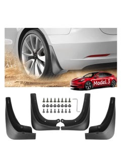 Mud Flaps Splash Guards Fender for Tesla Model 3, Front Rear Mudguard Kit Auto Fender Mudflaps with Screws Full Protection Customized No Need to Drill Holes Set of 4