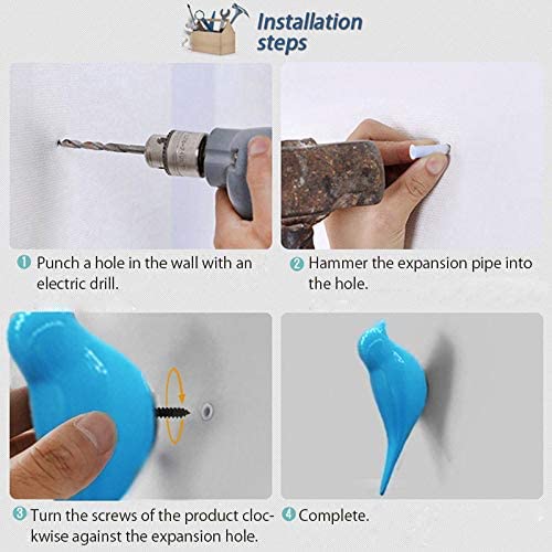 La La Pet 2Pcs 3D Creative Resin Bird Wall Hooks, Home Accessories Wall Decoration Towel Coat Hook Wall Hooks, Natural - Image 4