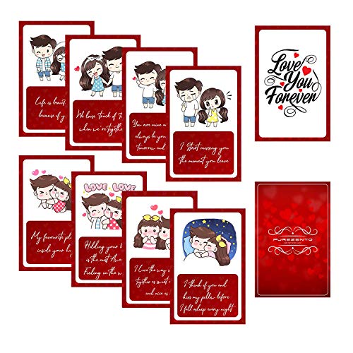 PUREZENTO Love You Forever: Love Story Romantic Cards: Cute Messages Cards Gift For Couples On Anniversaries,Valentines Set Of 9 Cards,Anniversary - Image 1