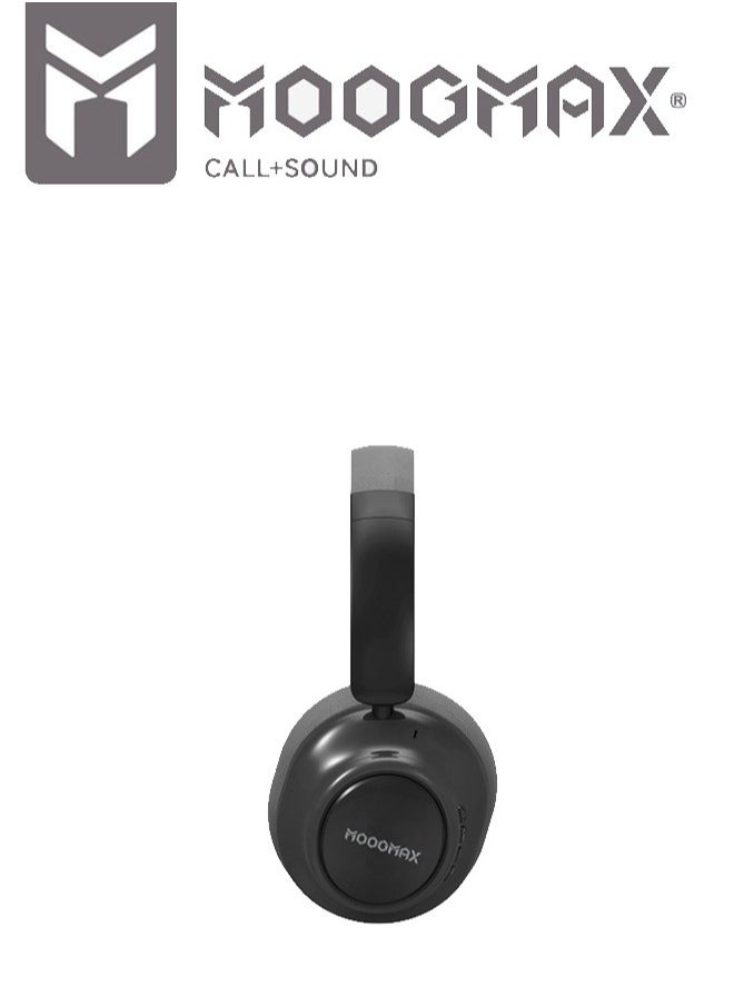 MOOGMAX MX-613 Wireless Bluetooth Headphones with Built-in Microphone for Calls. Bass-free headphones with clear stereo sound. headphones wireless with the latest Bluetooth 5.3 version. headphones bluetooth with up to 18-24 hours of playback time. Foldable, height-adjustable wireless headset. headset wireless compatible with all phones. over ear headphones with comfortable, soft cushions. Moogmax headphones in black.  - Image 2