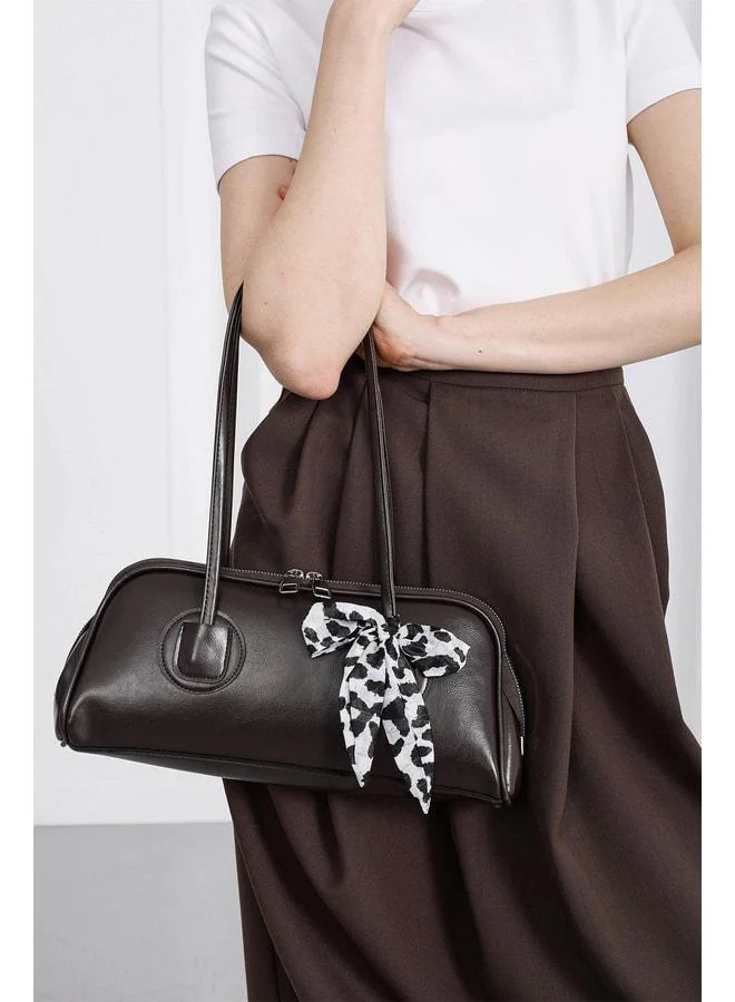 Shule Bags  Vita Scarf Detailed Cane Bag Dark Coffee for Women | Best Price UAE