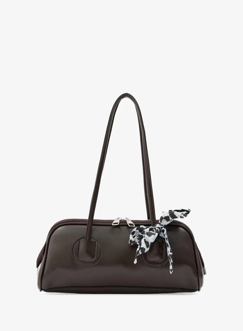 Shule Bags Vita Scarf Detailed Cane Bag Dark Coffee