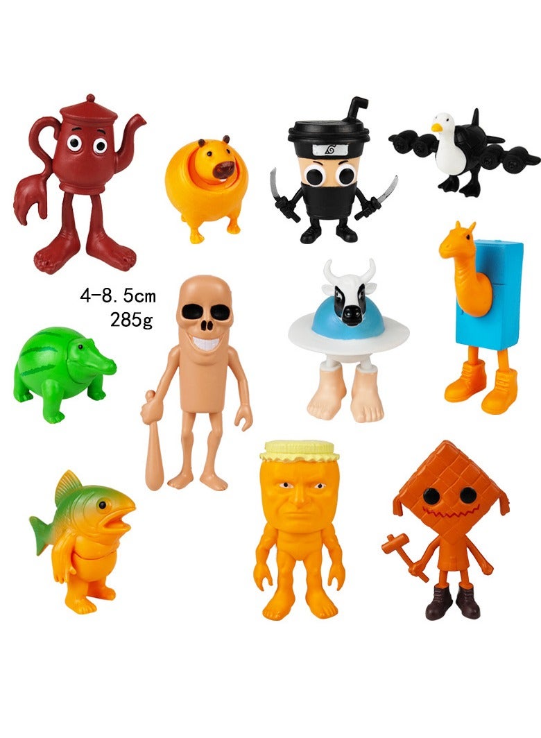 Y&D 11 قطعة ألعاب شخصية تونغ تونغ سحور لمحبي الشخصيات، نماذج شخصيات لتزيين كعكة عيد الميلاد