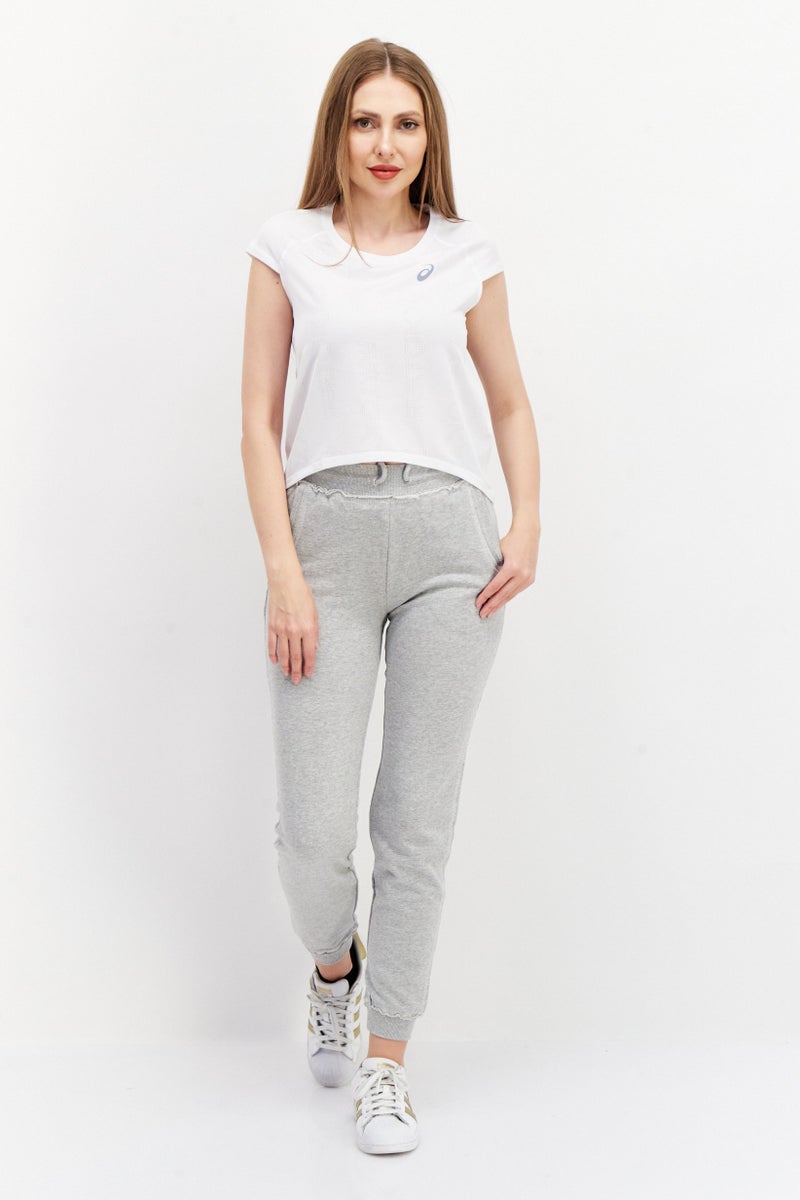 asics قمصان رياضية نسائية بأكمام قصيرة للجري، باللون الأبيض - Image 4