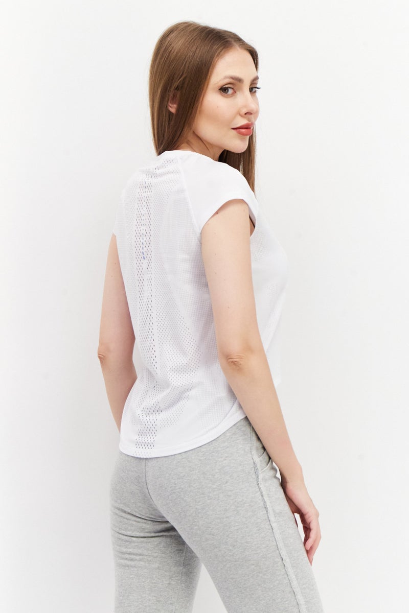 asics قمصان رياضية نسائية بأكمام قصيرة للجري، باللون الأبيض - Image 3