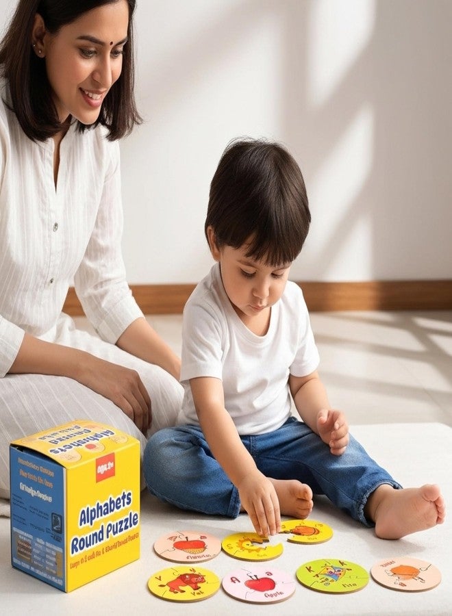 لعبة أحجية الحروف الأبجدية الدائرية من Bugbee Toys للأطفال - 26 قطعة خشبية تعليمية | لوحة أحجية دائرية تعليمية مونتيسوري | لعبة مطابقة الحروف لمرحلة ما قبل المدرسة للأطفال الصغار من عمر سنتين إلى خمس سنوات - Image 4