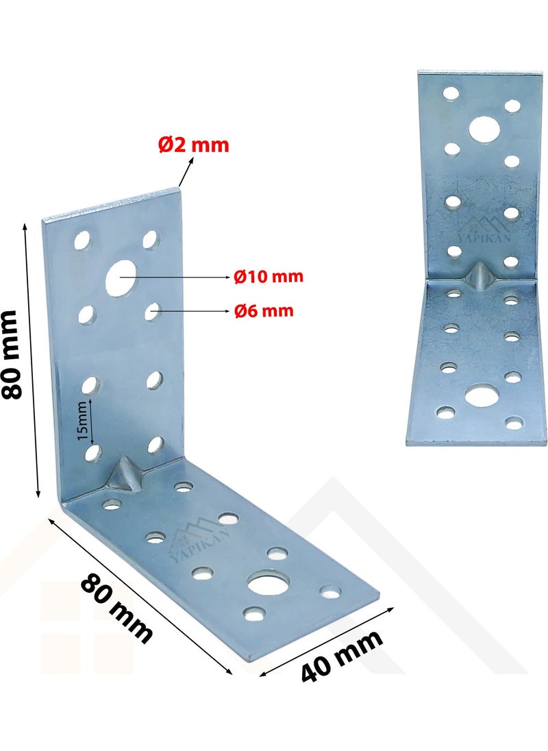 Yapıkan - 40x80x80mm - YAPIKAN Earthquake Safety Cabinet Fixing Apparatus Set - Furniture Wardrobe Coat Rack Bookshelf Table Shelf Goods Wall Fixing Apparatus - L Iron Corner Connection Miter Bracket - Image 1