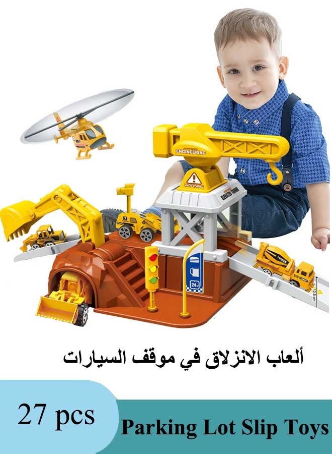 EzzySo Toy Car Garage for Boys Kids Ages 3+Toddlers, Building Track Car, Ultimate Garage with Helicopter Pad, Birthday Gifts Party Games, bule - Image 1