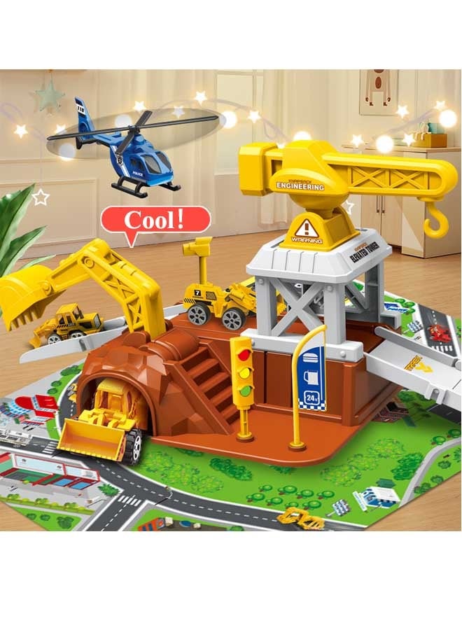 EzzySo Toy Car Garage for Boys Kids Ages 3+Toddlers, Building Track Car, Ultimate Garage with Helicopter Pad, Birthday Gifts Party Games, bule - Image 3