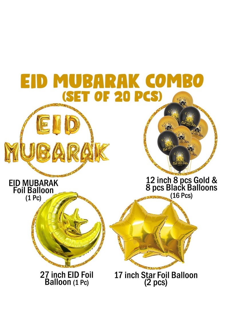 Brain Giggles Eid Mubarak Balloons Set Pack of 20 for Home Party Decoration Supplies - Image 2