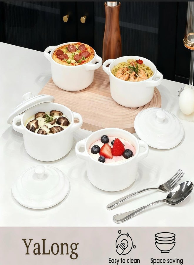 Yalong Mini Cocotte Set of 4, 15 OZ Small Casserole Dishes with Lids and Handles, Small Baking Ramekins, Ceramic Mini Dutch Oven for Soufflé, puddings, soups, baked desserts, Oven, Microwave - Image 4