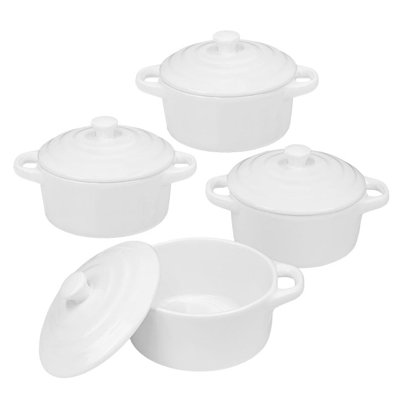 Yalong Mini Cocotte Set of 4, 15 OZ Small Casserole Dishes with Lids and Handles, Small Baking Ramekins, Ceramic Mini Dutch Oven for Soufflé, puddings, soups, baked desserts, Oven, Microwave - Image 1