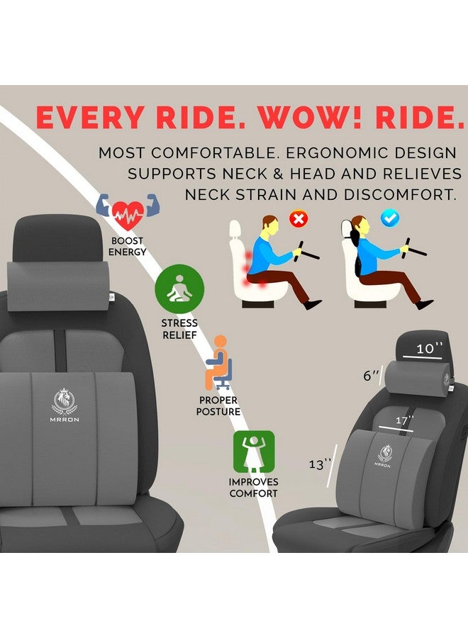 MRRON دعم أسفل الظهر الوهمي ووسادة الرقبة للكرسي ومقعد السيارة، وسادة دعم عظمية من رغوة الذاكرة مصممة لتخفيف آلام الظهر لجلوس مريح (رمادي) - Image 3
