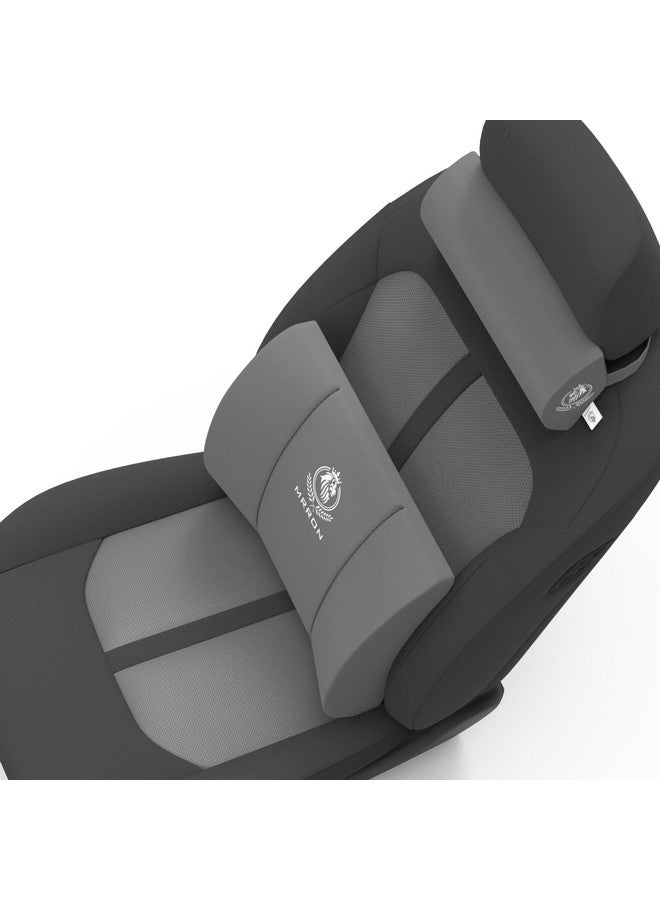 MRRON دعم أسفل الظهر الوهمي ووسادة الرقبة للكرسي ومقعد السيارة، وسادة دعم عظمية من رغوة الذاكرة مصممة لتخفيف آلام الظهر لجلوس مريح (رمادي) - Image 5