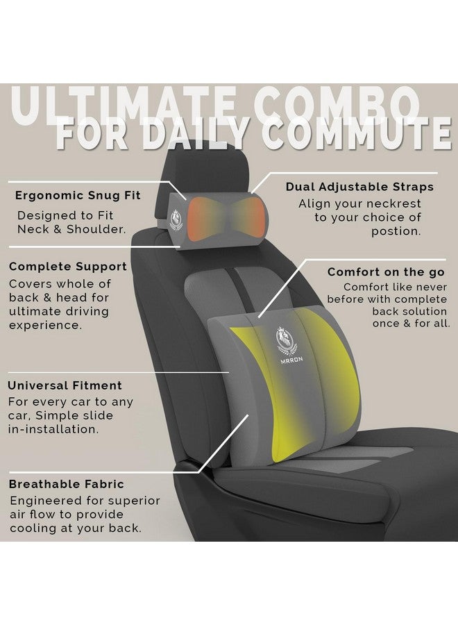 MRRON دعم أسفل الظهر الوهمي ووسادة الرقبة للكرسي ومقعد السيارة، وسادة دعم عظمية من رغوة الذاكرة مصممة لتخفيف آلام الظهر لجلوس مريح (رمادي) - Image 4