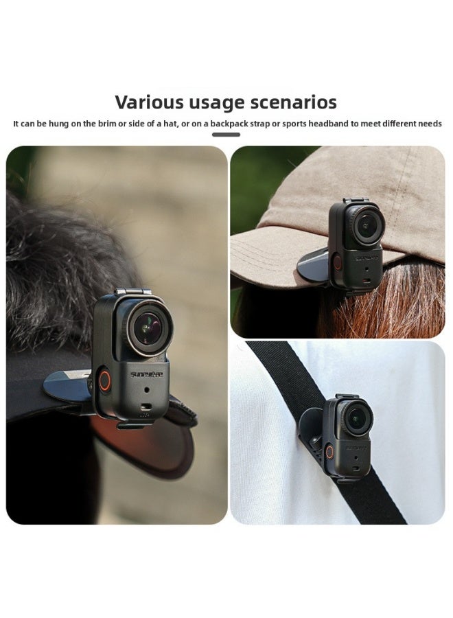 سني لايف حامل قبعة مشبك Sunnylife لـ DJI Osmo Nano – حامل كاميرا تصوير حركة قابل للتعديل بزاوية 360°، مثبت قبعة بدون استخدام اليدين يتوافق مع حافة القبعة وحزام الحقيبة ورباط الرأس - Image 4
