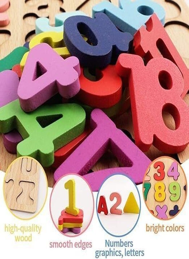 Crazy Buy CrazyBuy Wooden Puzzles for Toddlers, Alphabet Numbers Shapes 3 Sets Puzzle Board (Multicolor) - Image 4