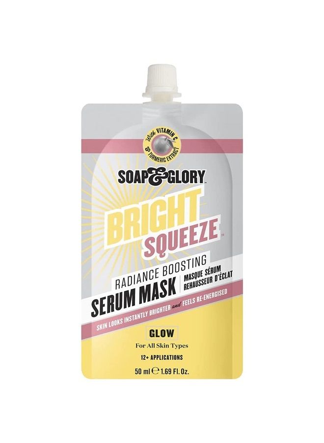 Soap & Glory Bright Squeeze Radiance Boosting Serum Face Mask - Vitamin C + Turmeric Face Mask to Diminish Dull Complexions - Refreshing Face Mask for All Skin Types (50ml) - Image 1