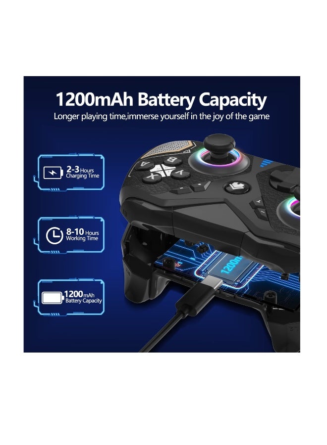 Switch Controller, Switch Pro Controller for Nintendo Switch/Lite/OLED, Wireless Switch Gamepad Controllers with LED Light, Windows PC iOS Android for Multi-Platform RGB Controller - Image 3