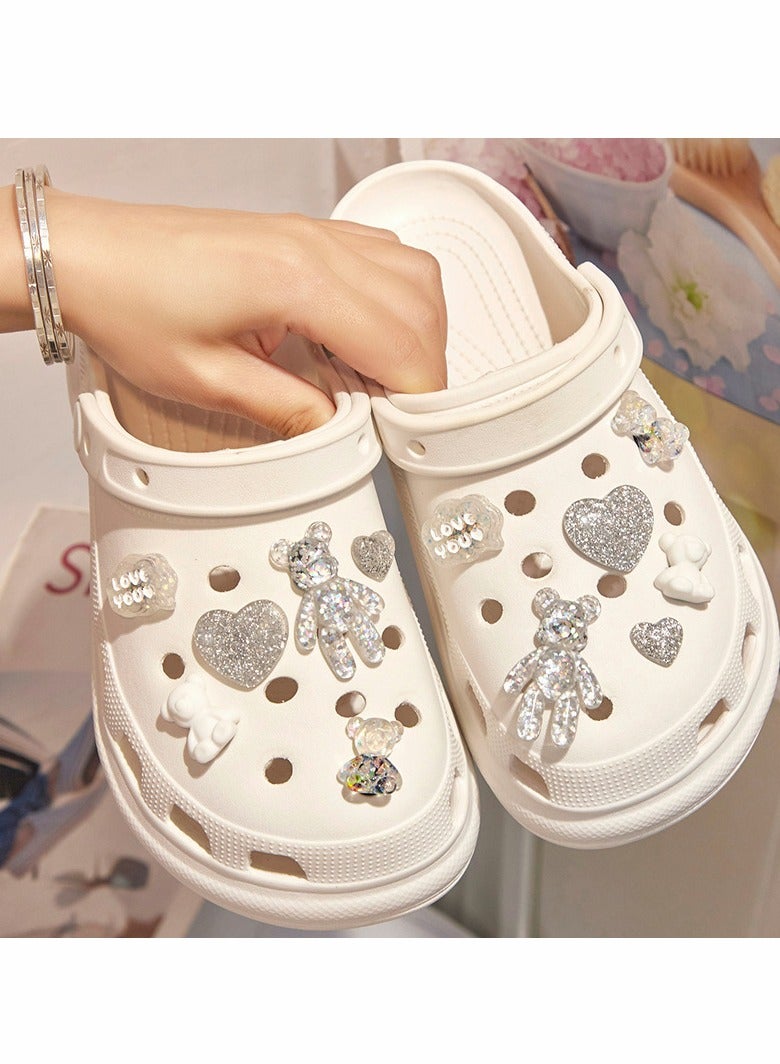 Excefore Shoe Decoration Charms, 12 Pcs 3D Crocs Accessories for Decoration Shoes, Shoe Charms Crystal Sparkly Bracelet Wristband for Women Girl Nurse Buckle Party Favors Birthday Gifts - Image 1