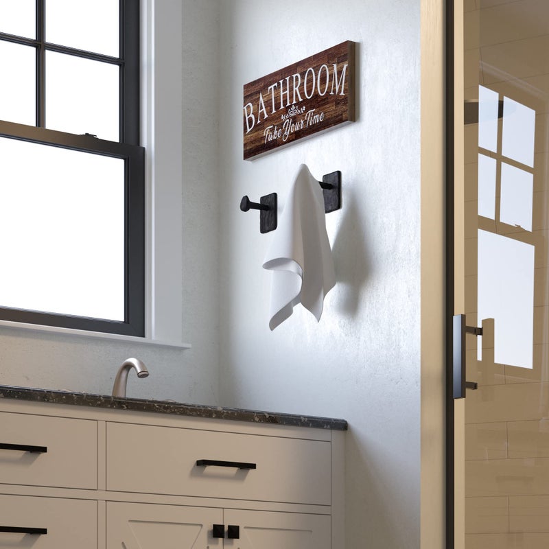 Rustic State Billow Wall Mount Cast Iron Hooks Coat Towel Bag Hat Hanger Multiuse Entryway Railroad Spike Rack Black Set of 2 - Image 4