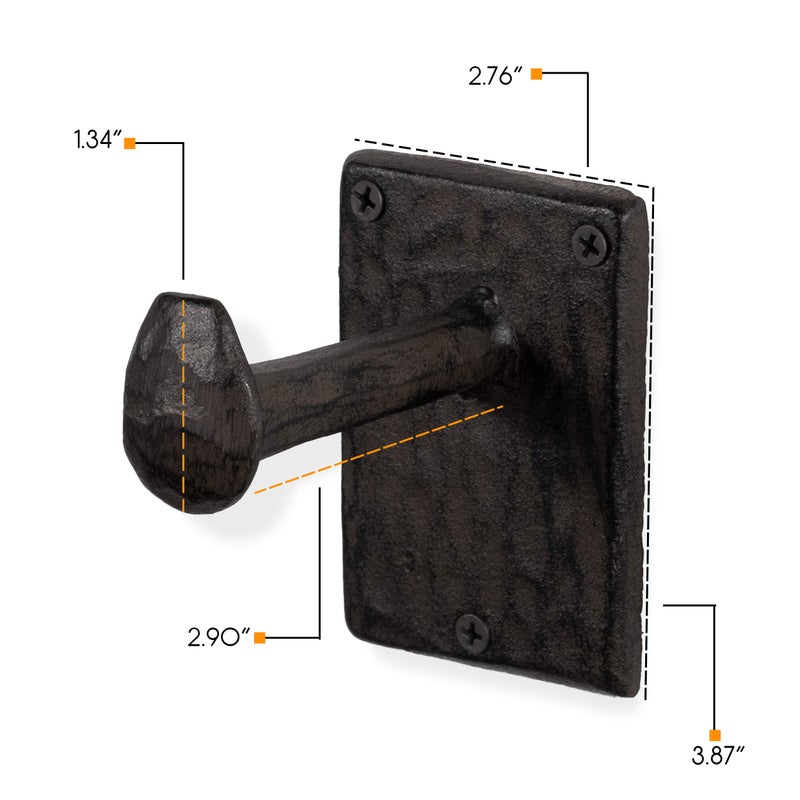 Rustic State Billow Wall Mount Cast Iron Hooks Coat Towel Bag Hat Hanger Multiuse Entryway Railroad Spike Rack Black Set of 2 - Image 5