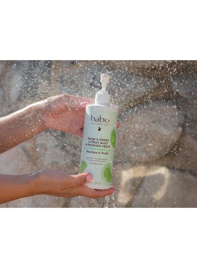 Babo Botanicals Purifying Swim & Sport 2-in-1 Shampoo & Wash - with Passion Fruit Oil, Organic Aloe & Green Tea - for Babies, Kids or Extra Sensitive Skin - Light Citrus Mint Fragrance, 16 Ounce - Image 2