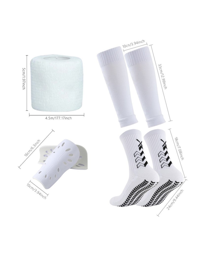 Generic 4PCS Football Skidproof Soccer Socks Nylon Pocket Shin Guard Sleeves Calf Compression Socks For Soccer Football Sports Adjustable Shin Guard Straps(Blue)  - Image 1