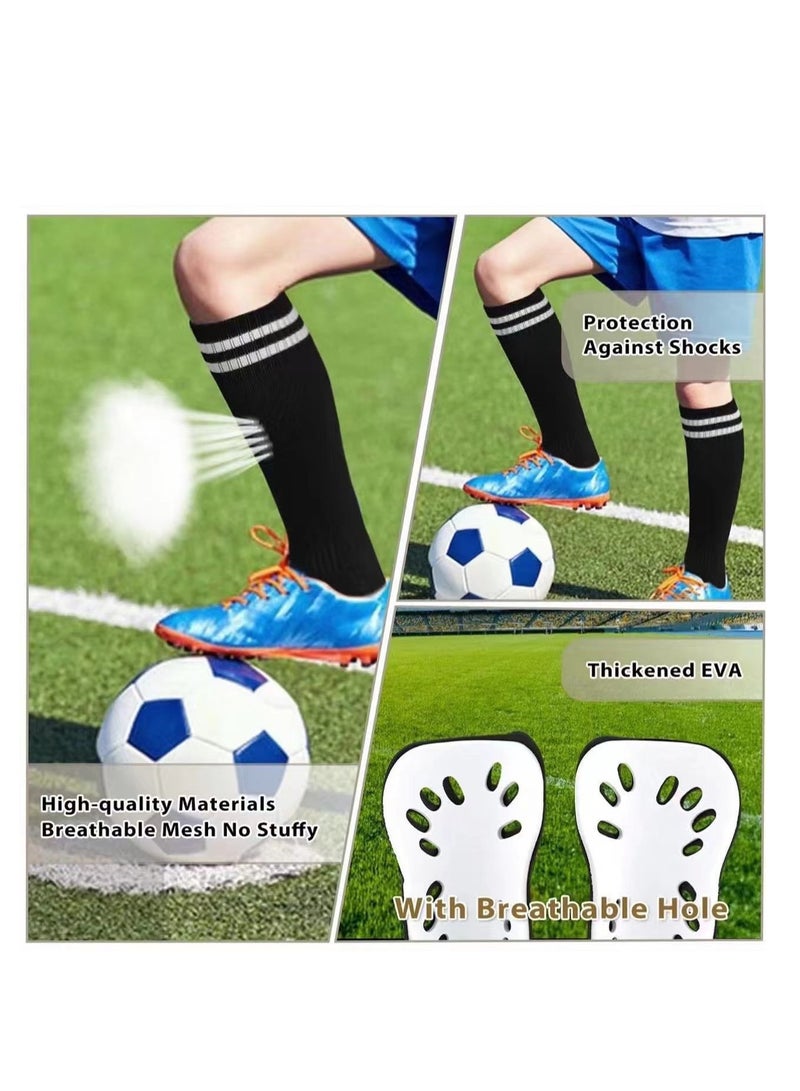 Generic 4PCS Football Skidproof Soccer Socks Nylon Pocket Shin Guard Sleeves Calf Compression Socks For Soccer Football Sports Adjustable Shin Guard Straps(Blue)  - Image 4