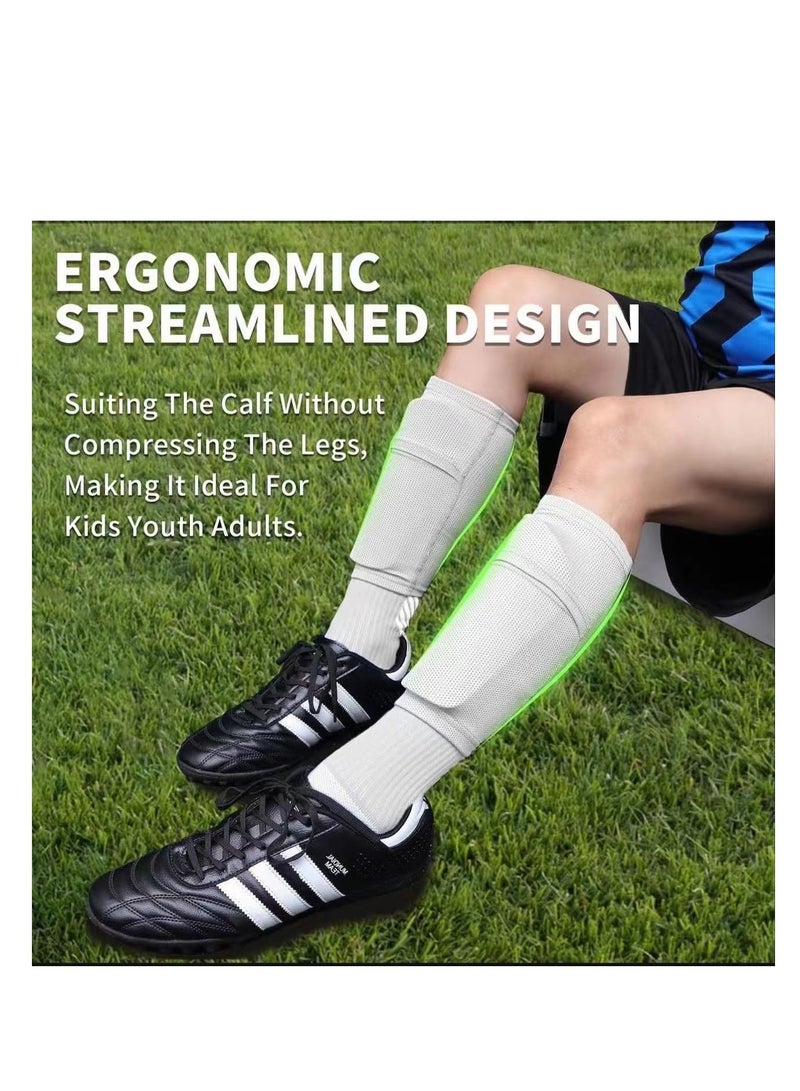 Generic 4PCS Football Skidproof Soccer Socks Nylon Pocket Shin Guard Sleeves Calf Compression Socks For Soccer Football Sports Adjustable Shin Guard Straps(Blue)  - Image 3