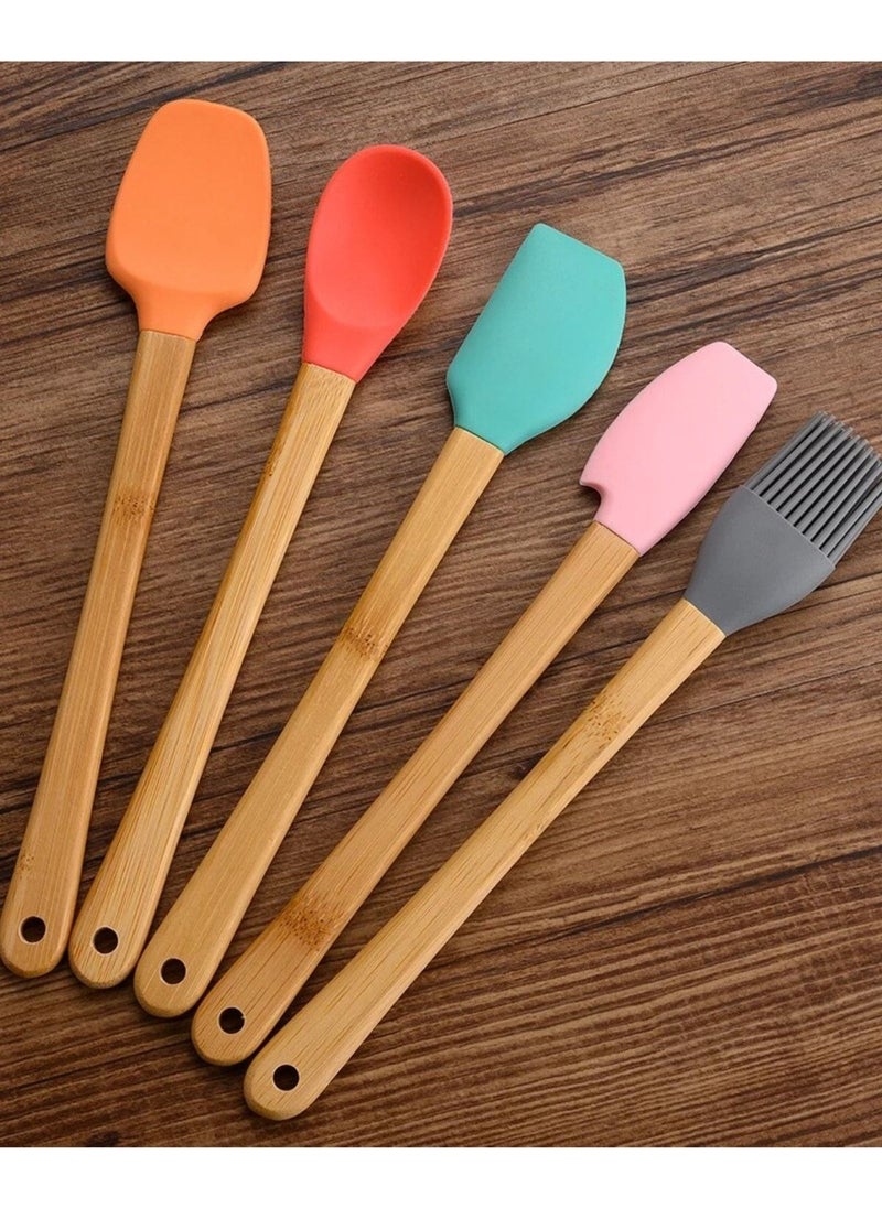 5-Piece Colorful Bamboo Handle Silicone Tip Spatula Brush Spoon Set - pzsku/Z74597D7A09F18DA9A409Z/45/_/1741292451/1a1209f6-68e5-47de-a065-8c5374bf19f1