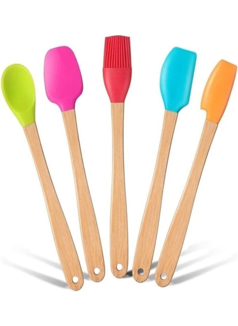 5-Piece Colorful Bamboo Handle Silicone Tip Spatula Brush Spoon Set - pzsku/Z74597D7A09F18DA9A409Z/45/_/1741292452/76f376a8-b575-422d-a3be-4b9488e73c07