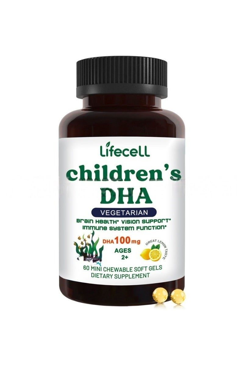 لايفسل أقراص DHA القابلة للمضغ للأطفال بنكهة الليمون لصحة الدماغ 60 قطعة نباتية - Image 5