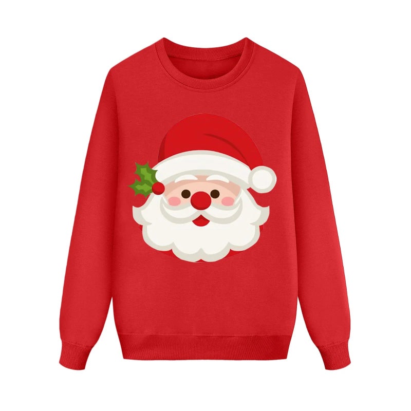 and Women''s 2024 New Korean Style Trendy Autumn and Winter Santa Claus Printed Crewneck Sweat Pullover Head Family Dress - Image 3