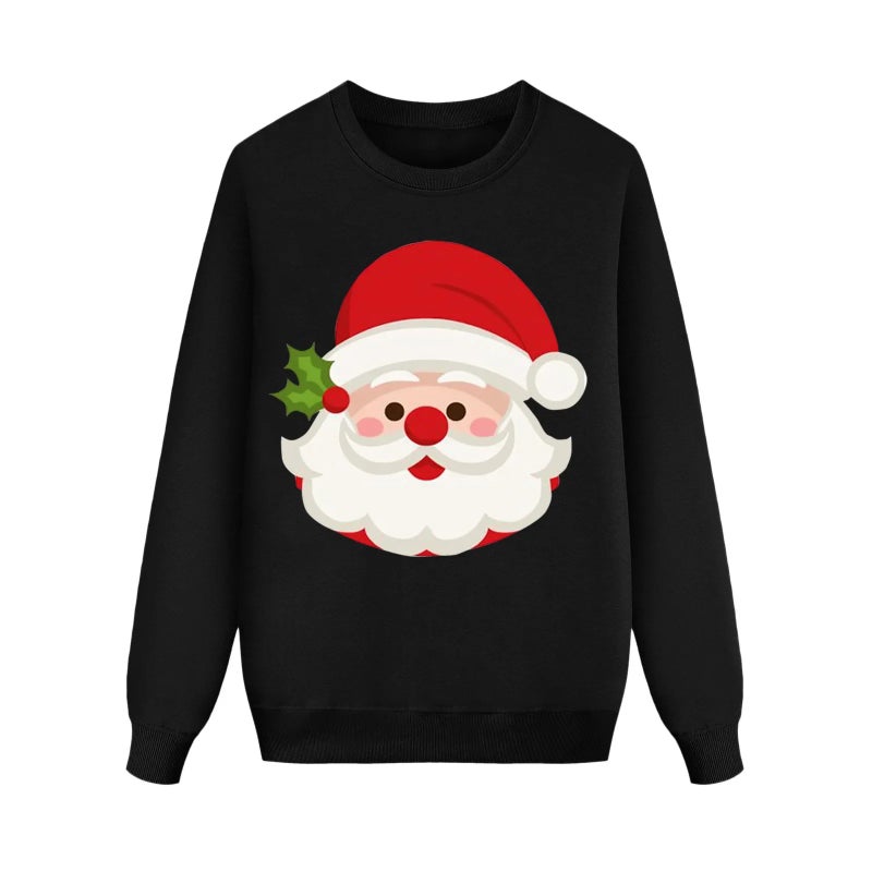 and Women''s 2024 New Korean Style Trendy Autumn and Winter Santa Claus Printed Crewneck Sweat Pullover Head Family Dress - Image 4