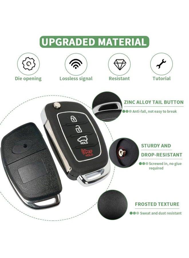 JJCHQ Key Fob Case for Hyundai Sonata Santa Fe Sport 2019 2018 2017 2016 2015 2014 2013 4 Buttons Keyless Entry Remote Control Folding Flip Car Key Fob Cover Shell Replacement with Insert Rubber Pad Keypad - Image 3