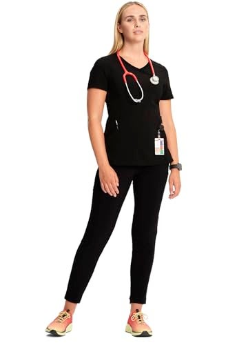 Cherokee Infinity Cherokee Women Nurse Scrubs Top Mock Wrap 2625A, M, Black - Image 3