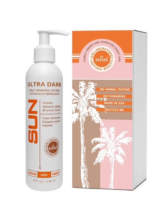 Sun Laboratories by Giesee Sun Laboratories By Giesee Ultra Dark Sunless Tanning Lotion 8 oz - Premium Tanning Lotion for Instant Glow, Organic Self Tanner, Perfect for Body, Face, and Leg Bronzing  - Image 1