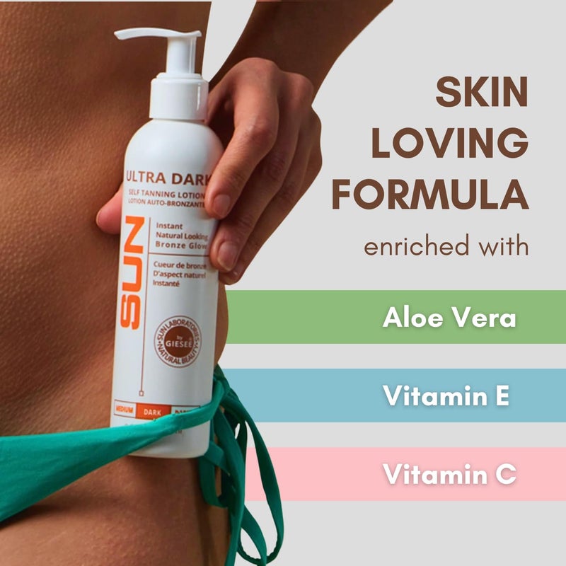 Sun Laboratories By Giesee Ultra Dark Sunless Tanning Lotion 8 oz - Premium Tanning Lotion for Instant Glow, Organic Self Tanner, Perfect for Body, Face, and Leg Bronzing - Image 4