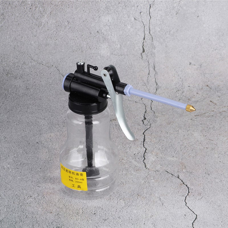 250cc Transparent High Pressure Oiler Lubrication Oil Can Bottle Flex Manual Oiling Gun - Image 1