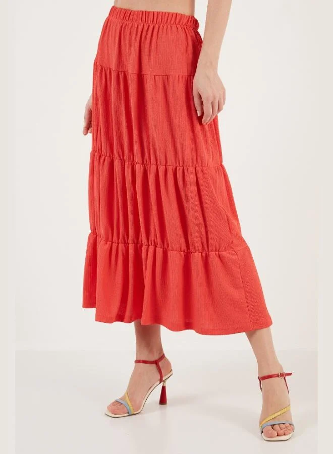 ليلا تنورة طويلة بطيات خصر مطاطي للنساء