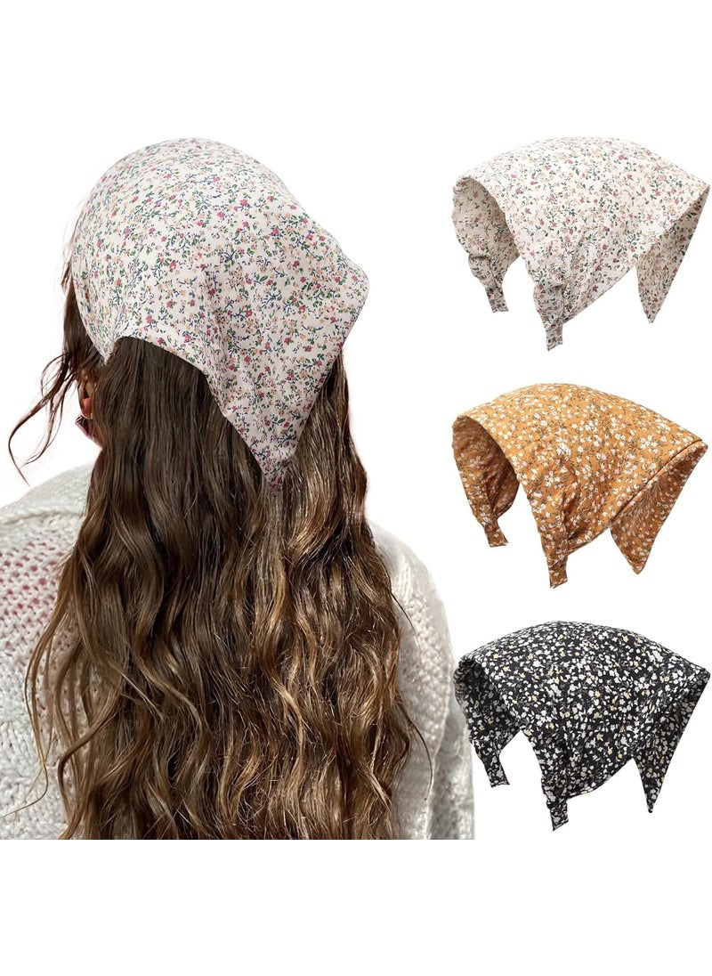 HAIMEIKANG HAIMEIKANG Floral Headbands for Women Boho Hair Bandanas Scarf Triangle Kerchief Solid Color Hair Bands Vintage Head Scarf 