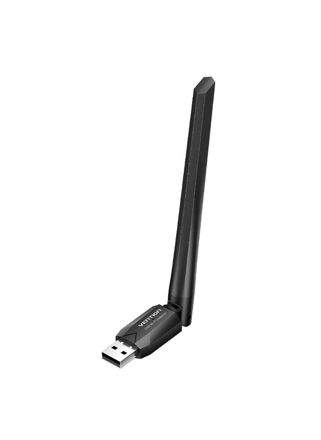 فينشن محول شبكة واي فاي مزدوج النطاق USB AC650 من VENTION مع هوائي عالي الكسب أسود، رقم الموديل KDTB0  - Image 1