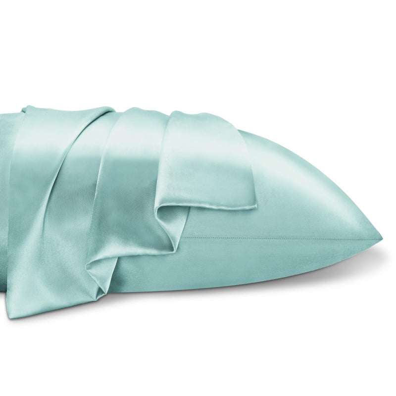 بيديليت وسادة الساتان البديلة للشعر والجلد الفائق الناعم والتبريد على غرار حالات وسادة الحرير 2 مع هدية إغلاق المغلف للنساء الرجال (20 "" x26 "الحجم القياسي الأزرق الرمادي) - Image 4