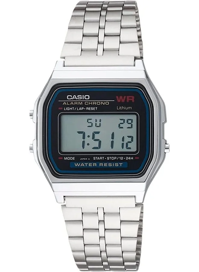CASIO Unisex Watch - A159WA-N1DF Grey Dial, Silver Band
