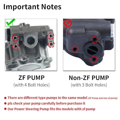 A-Premium Power Steering Pump with Bolt-On Backplate [ZF Type & 4-Hole] Compatible with Ram 1500 2002-2008, Ram 1500 2003-2008, Durango, Chrysler Aspen, Replace # 52013972AB - Image 2